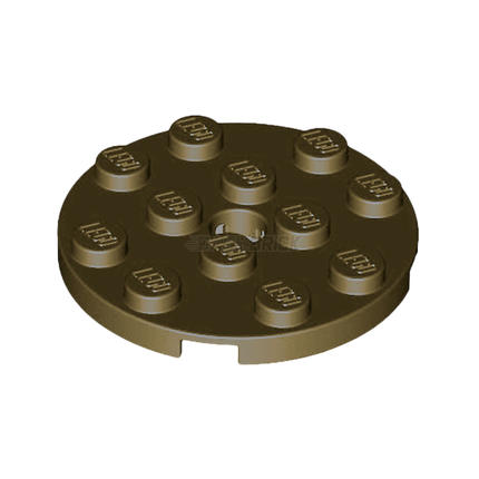 LEGO Plate, Round 4 x 4 with Hole, Dark Tan [60474]