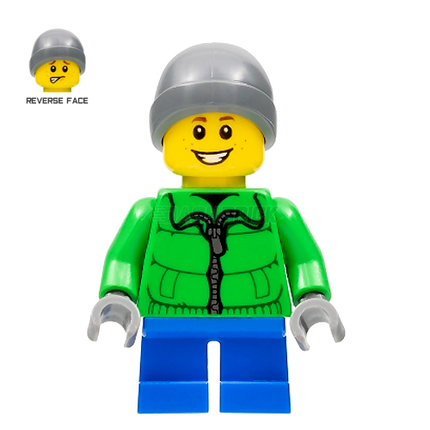 LEGO Minifigure - Boy, Green Parka, Ski Beanie, Freckles [CITY]