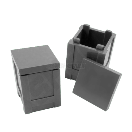 LEGO Container, Box/Crate 2 x 2 x 2, Lid, Dark Grey [61780] - Combo Pack (2)