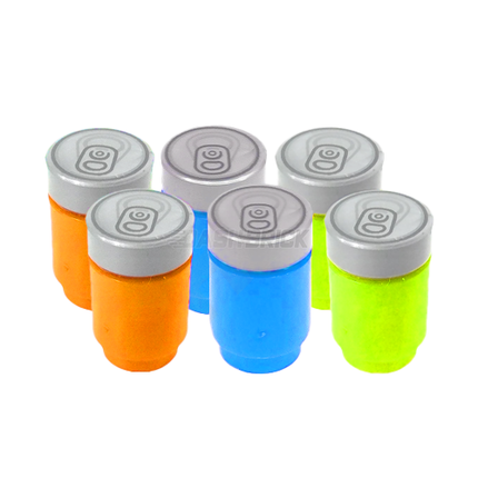 LEGO Minifigure Accessories - 6-Pack, Drink Cans, Printed Soda Can Lids, Orange, Azure, Lime [MiniMOC]