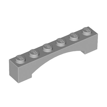 LEGO Brick, Arch 1 x 6, Raised Bow/Arch, Light Grey [92950]
