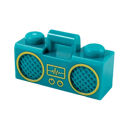 LEGO Minifigure Accessory - Stereo/Radio Boom Box, Bar Handle, Turquoise [93221pb06]