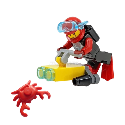 LEGO Minifigure - Scuba Diver, Underwater Scooter, Red Crab [CITY]