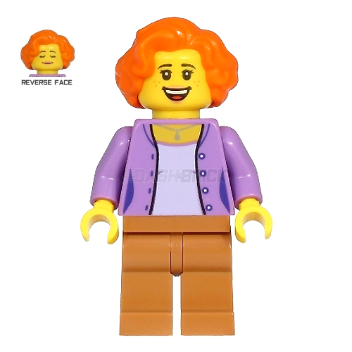 LEGO Minifigure - "Ann McCloud", Female/Woman, Orange Hair, Lavender Jacket [CITY]