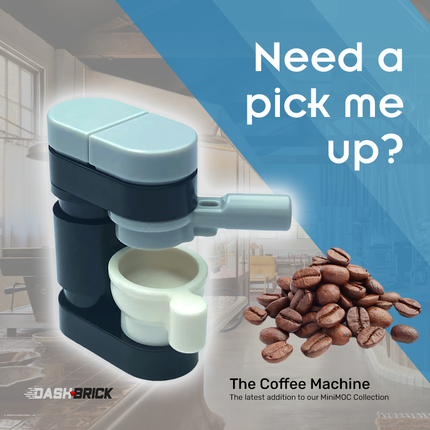 LEGO "The Coffee Machine" - Small Coffee Maker - Black, Cup [MiniMOC]