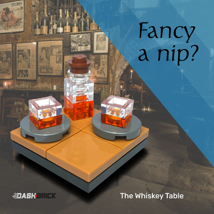 LEGO "The Whiskey Table" - Bottle, 2 Glasses [MiniMOC]