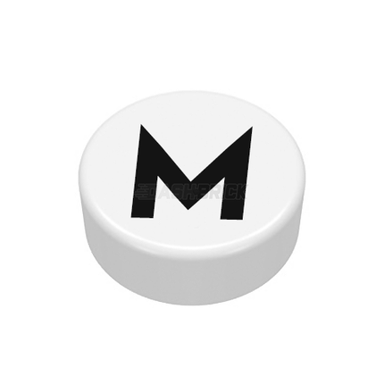LEGO Minifigure Accessory - The Letter "M" or "W", Type/Lettering, White Tile [98138pb223]