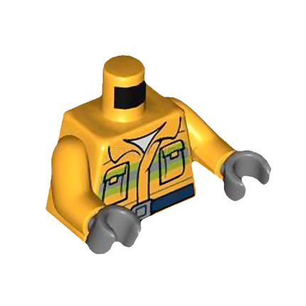 LEGO Minifigure Torso - Fire Fighter, Reflective Stripes, Fire Logo [973pb3384c01]