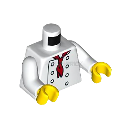 LEGO Minifigure Torso - Chef/Cook, 8 Buttons, Long Red Neckerchief [973pb3863c01]