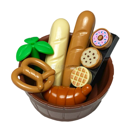 LEGO "Bakery Barrel" - Bread, Croissant, Pretzel, Sweets [MiniMOC]