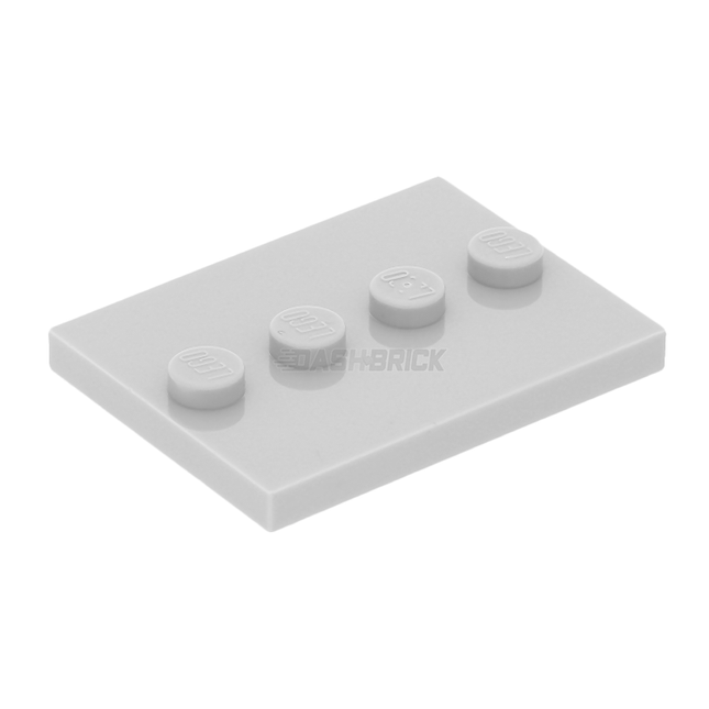 LEGO Tile, Modified 3 x 4 with 4 Studs in Center (Minifigure Baseplate), Light Grey [88646]