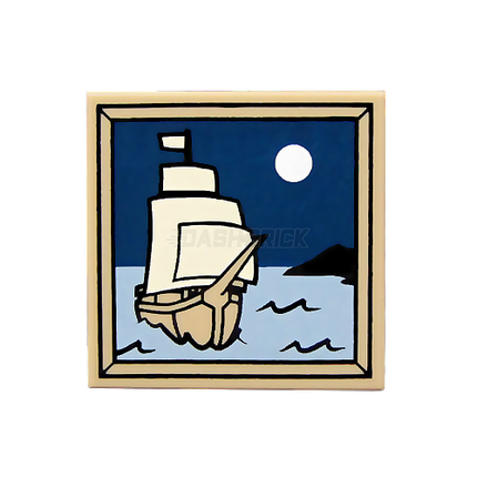 LEGO® Tile - Sailing Ship and Moon Painting/Picture (2 x 2 Tile) [3068bpb0408]