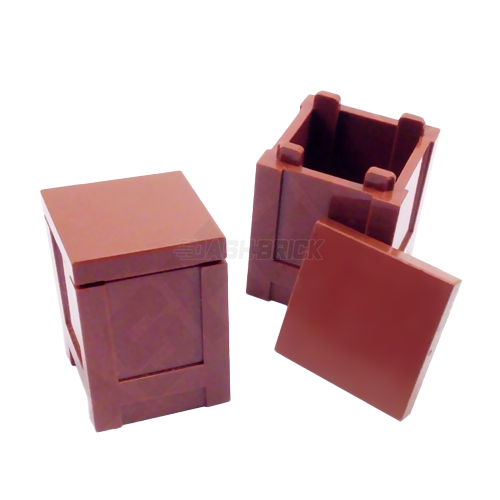 LEGO Container, Box/Crate 2 x 2 x 2, Lid, Reddish Brown [61780] - Combo Pack (2)
