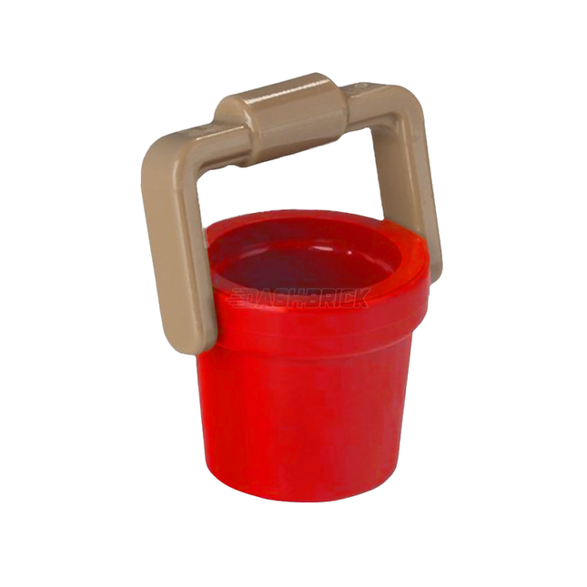 LEGO Container, Bucket 1 x 1 x 1, Red with Dark Tan Handle [95343]