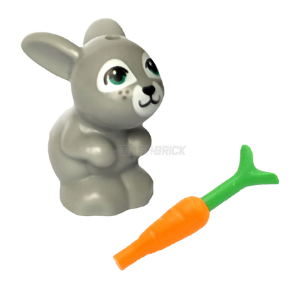 LEGO Animal - Bunny/Rabbit, Sitting, Turquoise Eyes, Light Grey [34050pb02]