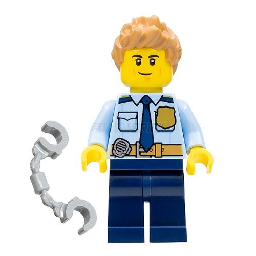 LEGO Minifigure - Police/City Officer, Male, Medium Nougat Spiked Hair [CITY]