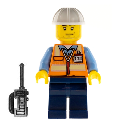 LEGO Minifigure - Space Engineer, Male, Orange Vest, Dark Blue Legs, Helmet [CITY]