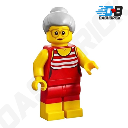 LEGO Minifigure - Beachgoer, Gray Hair, Red Old-Fashioned Swimsuit [CITY]