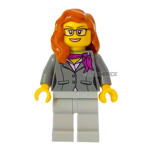 LEGO Minifigure - Scientist, Female, Jacket, Magenta Scarf, Glasses [CITY]