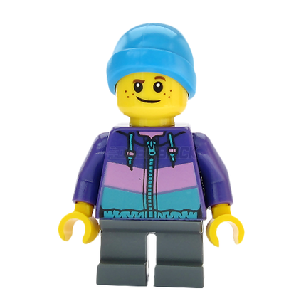 LEGO Minifigure - Boy, Dark Purple Jacket, Beanie Hat [CITY]