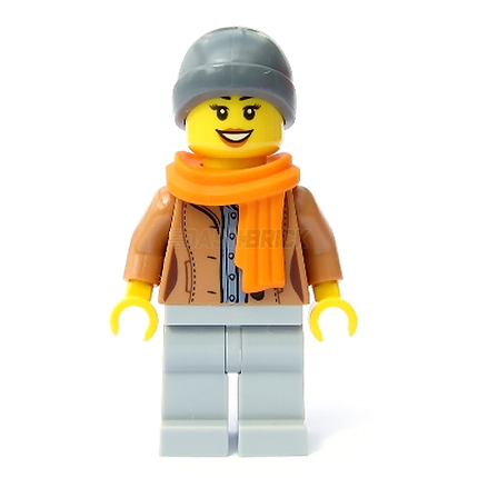 LEGO Minifigure - Woman Customer, Medium Nougat Jacket, Scarf, Ski Beanie Hat (City/Town, Female)