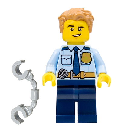 LEGO Minifigure - Police - City Officer Shirt, Tie, Badge, Tousled Hair [CITY]