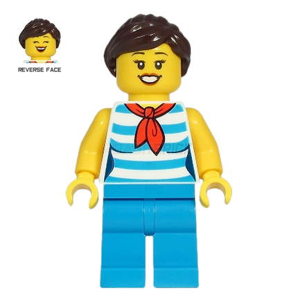 LEGO Minifigure - Diner Employee, Female, Striped Shirt, Red Scarf [CITY]