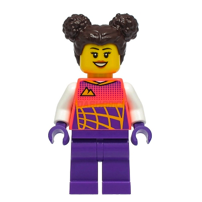LEGO Minifigure - Female Racer, Coral Race Suit, Dark Purple Legs [CITY]