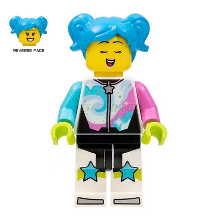 LEGO Minifigure - "Poppy Starr", Blue Hair, Star Tracksuit [CITY]