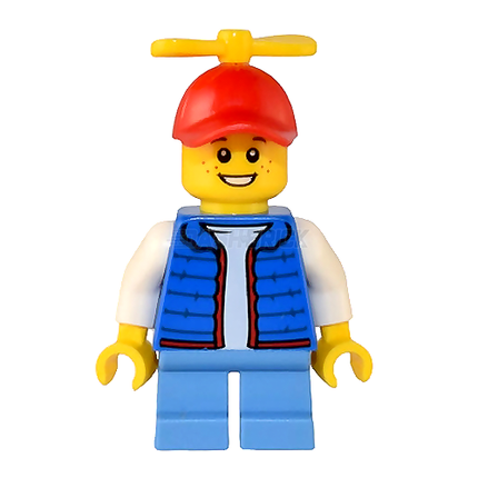 LEGO Minifigure - "Billy" - Blue Vest, Red Cap, Yellow Propeller [CITY]
