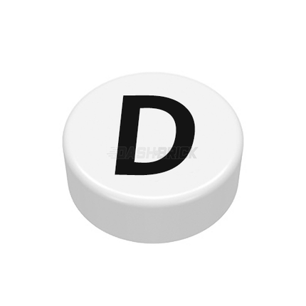 LEGO Minifigure Accessory - The Letter "D", Type/Lettering, White Tile [98138pb214]