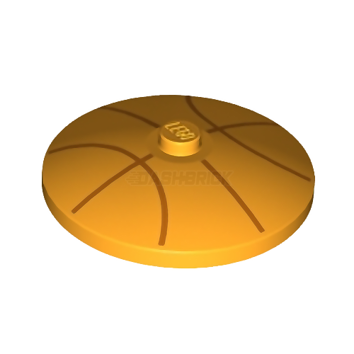 LEGO® Dish 4 x 4 Inverted (Radar), Solid Stud, Orange Basketball Lines [3960pb060]