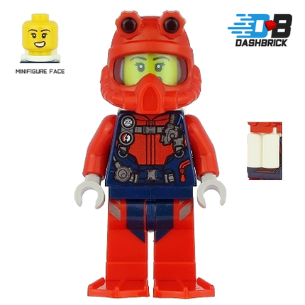 LEGO Minifigure - Scuba Diver, Female, Red Helmet [CITY]