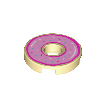 LEGO Minifigure Food - Large Donut, Pink Frosting, Sprinkles (2 x 2 Tile) [15535pb07]