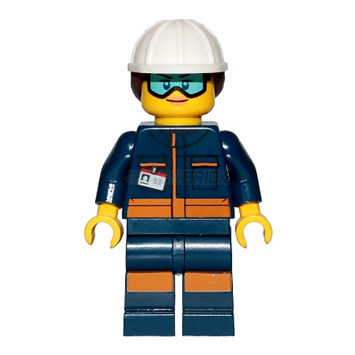 LEGO Minifigure - Ground Crew Technician - Female, Dark Blue Jumpsuit [CITY]