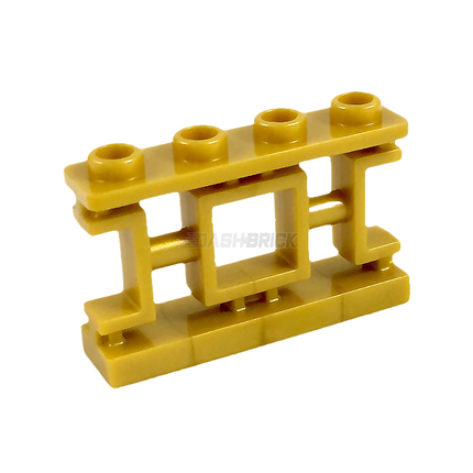 LEGO Fence 1 x 4 x 2 Ornamental Asian Lattice, 4 Studs, Pearl Gold [32932]