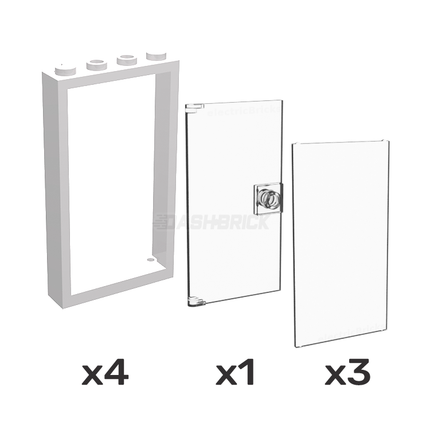 LEGO Clear Windows, Door and White Frames  1 x 4 x 6 [COMBO PACK]