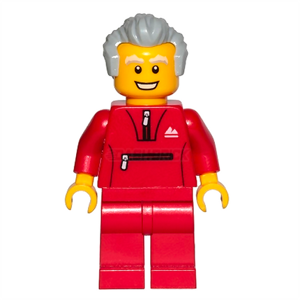 LEGO Minifigure - Grandfather, Red Tracksuit, Light Gray Hair [CITY]