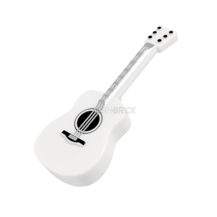 LEGO Minifigure Accessory - Guitar, Acoustic, Silver Strings, Black Tuning Knobs [25975pb02]