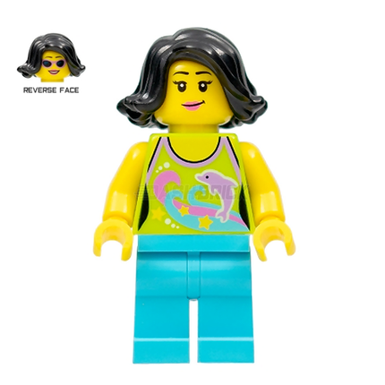 LEGO Minifigure - Woman, Female, Beach Goer, Dolphin Halter Top [CITY]