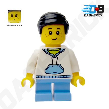 LEGO Minifigure - Boy, Child, White Parker, Black Hair, Freckles [CITY]