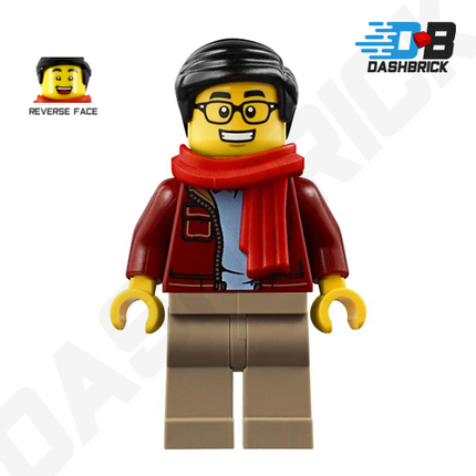 LEGO Minifigure - Red Scarf Guy, Glasses, Red Jacket [CITY]