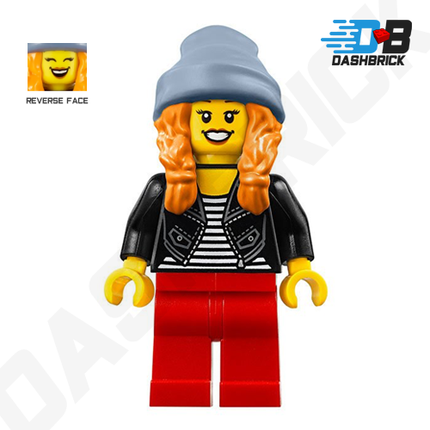 LEGO Minifigure - Beanie Girl, Orange Hair, Black Jacket, [CITY]