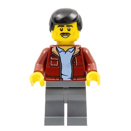 LEGO Minifigure - Regular Dad, Moustache, Jacket, Black Hair, [CITY]