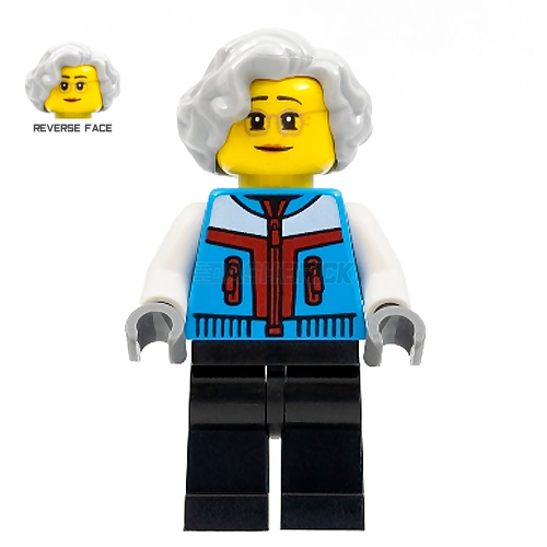 LEGO Minifigure - Woman, Grandma, Light Grey Hair, Winter Coat [CITY]