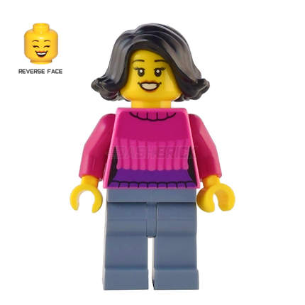 LEGO Minifigure - Female, Holiday Shopper, Pink Sweater [CITY]
