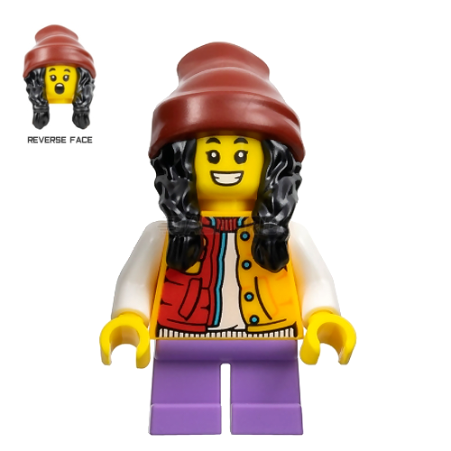 LEGO Minifigure - Child Girl, Red & Yellow Jacket, Beanie [CITY]