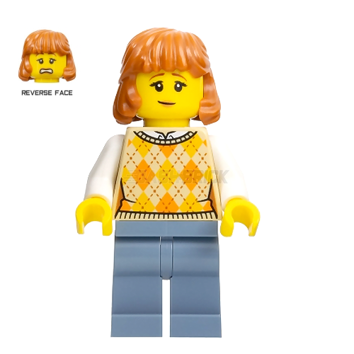 LEGO Minifigure - Female, Tan Sweater with Orange Diamonds [CITY]