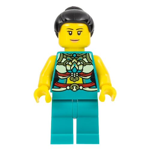 LEGO Minifigure - Female, Musician, Ornate Dark Turquoise Costume, Slight Smile [CITY]