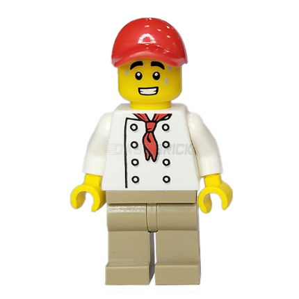 LEGO Minifigure - Hot Dog Vendor, Red Cap, Sweating [CITY]